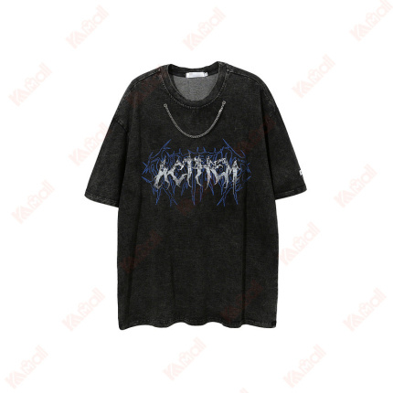 abstract pattern blue t shirts with chain